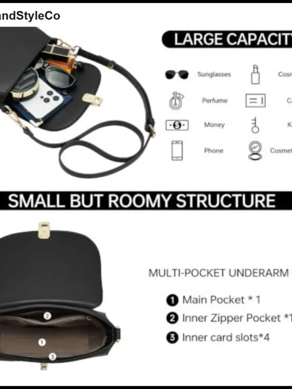 Vegan PU Leather Small Saddle Crossbody Bag with Adjustable Long Strap
